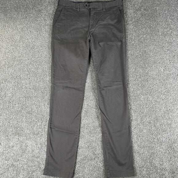 Ted Baker London Pants Mens 32x34 Brown Check Pattern Slim Straight Exmoor Chino - Picture 1 of 10